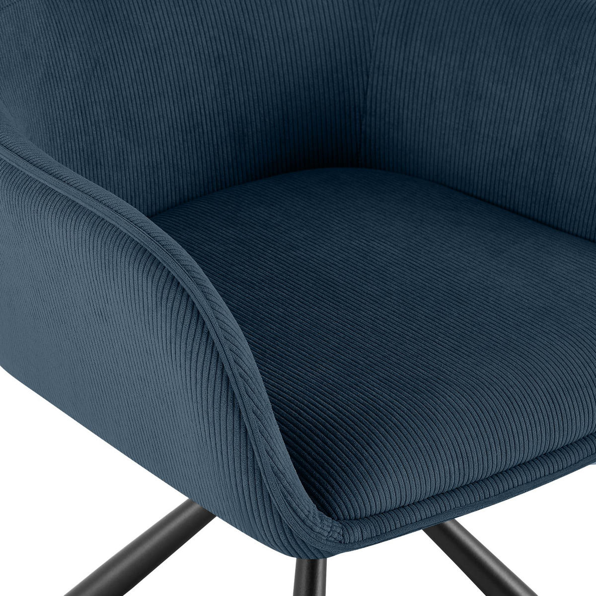 ARMLEHNENSTUHL Cord Blau - Blau/Schwarz, Textil/Metall (58/84/59cm) - CLP