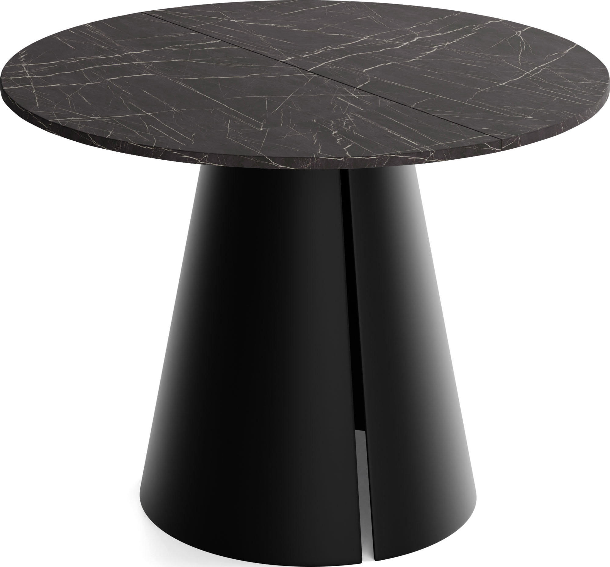 ESSTISCH Lamio runder ausziehbarer, Marmor Schwarz 100-180/100/76 cm - Anthrazit/Schwarz, Holzwerkstoff/Metall (100/176/76cm) - WFL GROUP