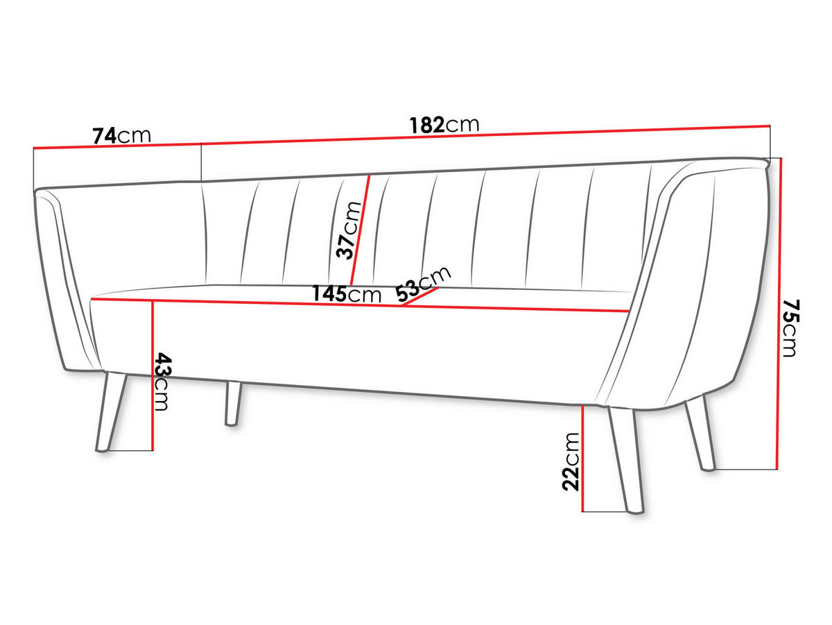 SOFA Pas 3 - Dunkelgrau/Naturfarben, Holz/Textil (182/75/74cm) - MIRJAN24