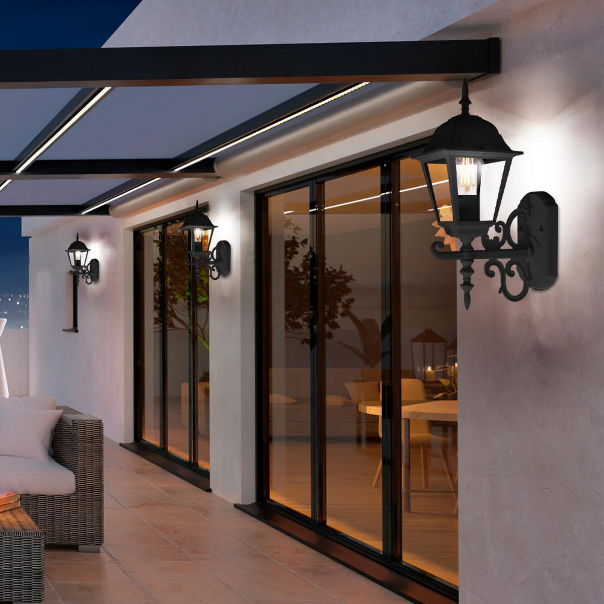 WANDLEUCHTE Aluminium Schwarz Glas Klar - Schwarz, Glas (22.5/14.8/40cm)