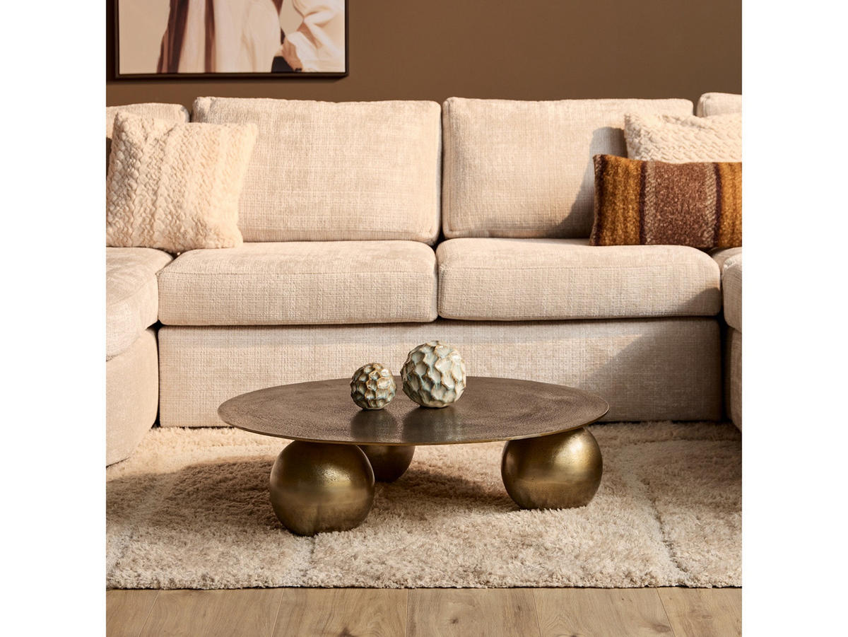 COUCHTISCH Zivanna Metall 90 cm / 90 cm Antik Gold - Goldfarben, Metall (90/90/23cm)