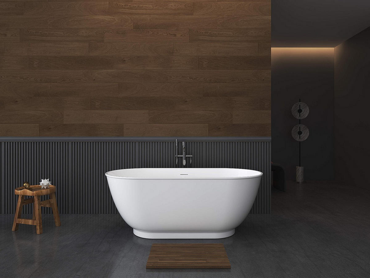 FREISTEHENDE Badewanne - 1 Person - acryl - weiß Mobula - Weiß, Kunststoff (150/57/74cm) - Vente-Unique