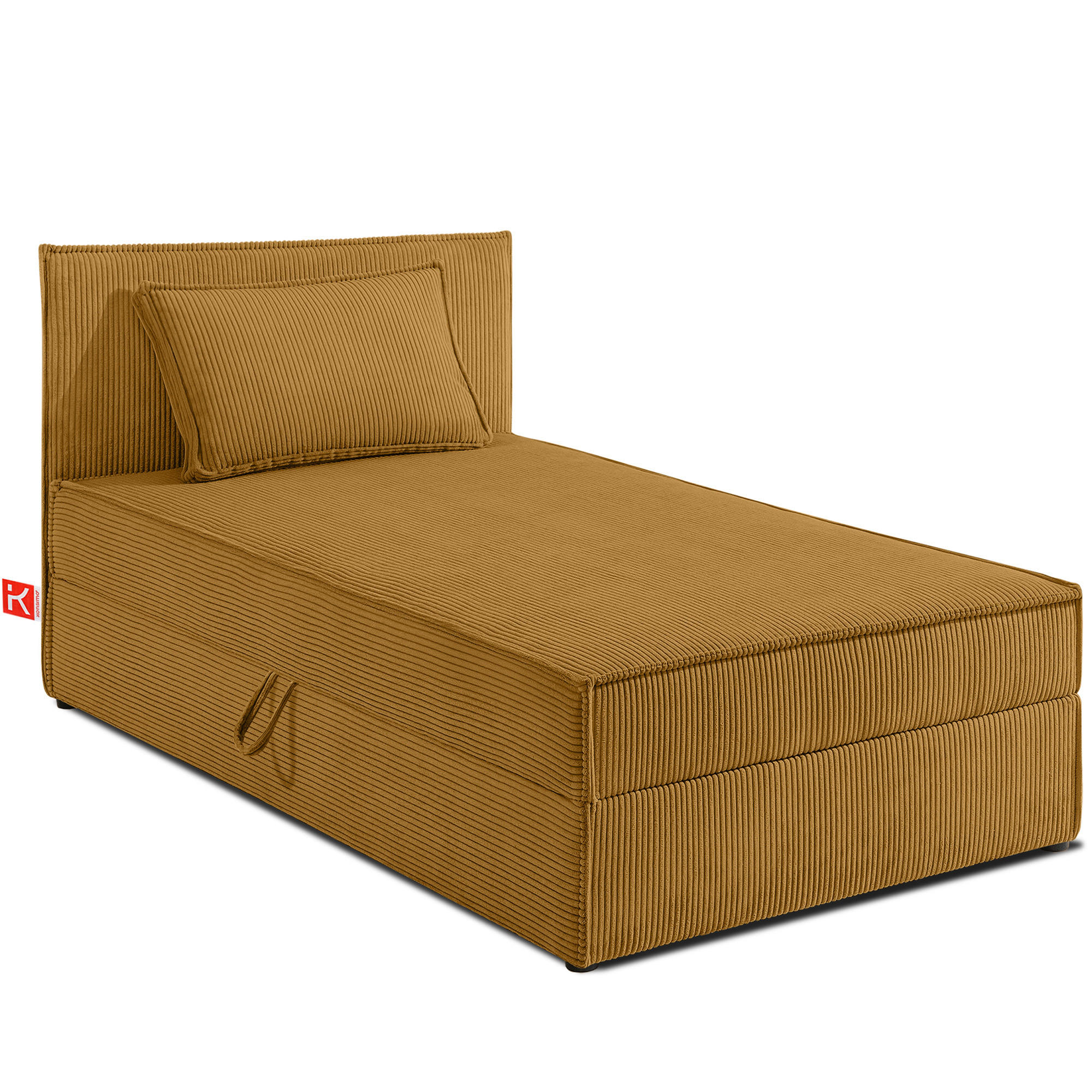 BOXSPRINGBETT ROTI Einzelbett, gelb - Gelb/Schwarz, Holz/Holzwerkstoff (80/200cm) - KONSIMO®