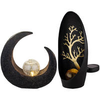 LED AUSSENLEUCHTE Baum Mondsichel Schwarz 2er Set - Schwarz, Kunststoff (14/7/30cm) - Globo Lighting