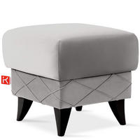 HOCKER GUSTAVO III Fußstütze, Velours, Hellgrau - Hellgrau, Holz/Holzwerkstoff (53/49/53cm) - KONSIMO®