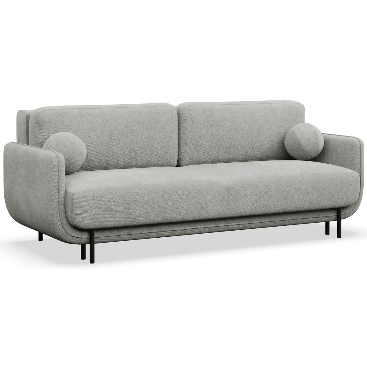 SCHLAFSOFA Ovals Hellgrau - Hellgrau/Schwarz, Textil/Metall (236/95/96cm) - Selsey