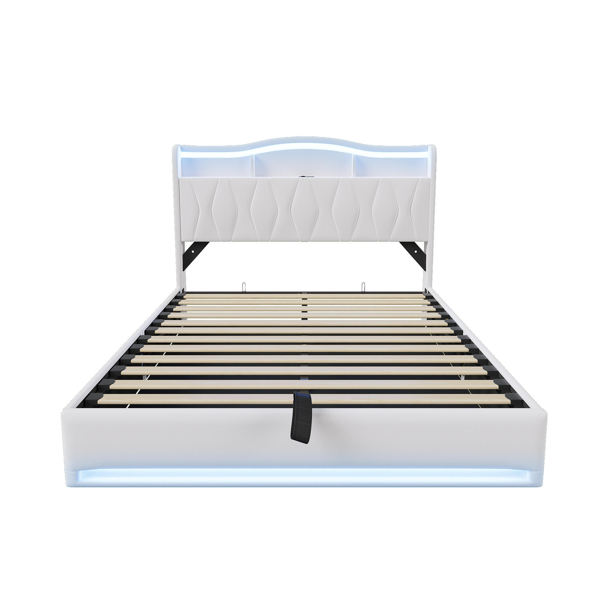 KLÄDD säng 140/200 cm beige med sänglåda och USB-portar - Beige, Trä (140/200cm) - SHOPENTRA