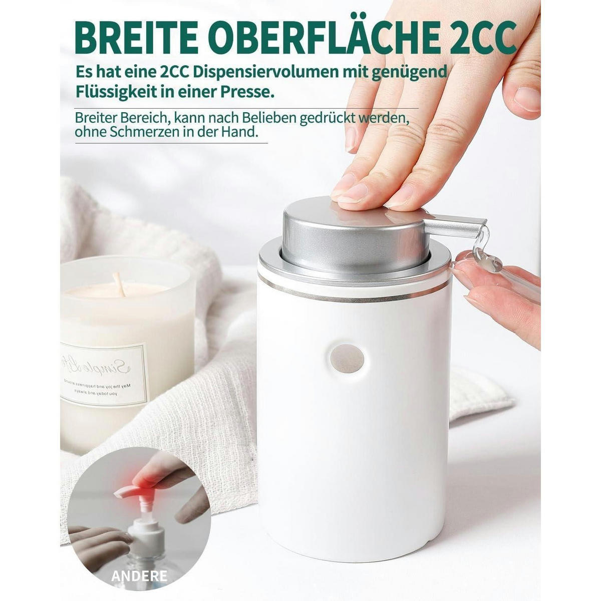 SEIFENSPENDER Keramik Weiß mit großem Pumpenkopf - Weiß, Keramik (7.9/14.1/7.9cm)