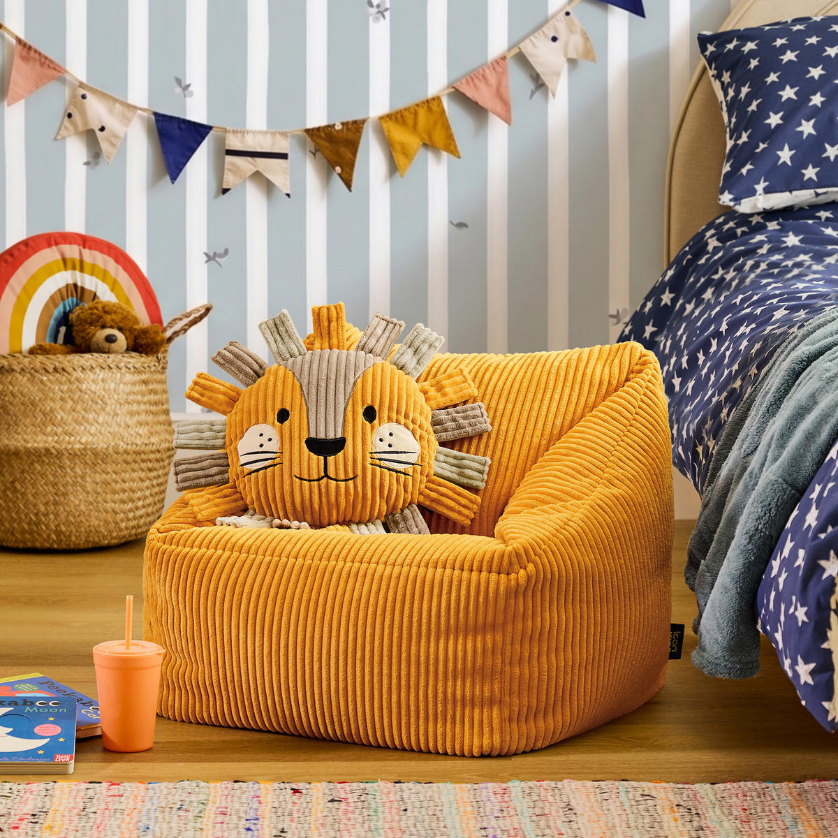 KINDERSITZSACK Natalia mit Animalkissen - Gelb, Textil (55/50/55cm) - icon