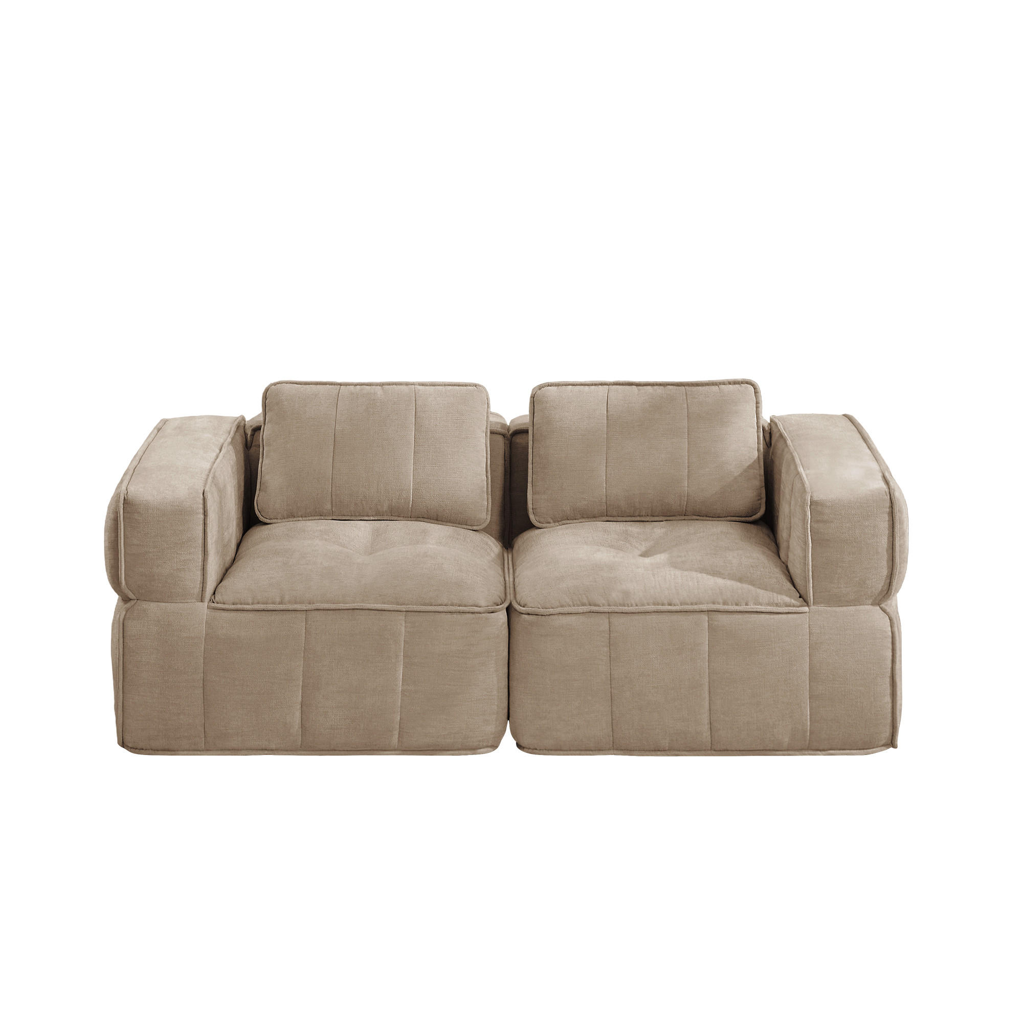 2-SITZER-SOFA, minimalistisch, Polyester-Sandfarben - Taupe, Textil (93/67/198cm) - KOMHTOM