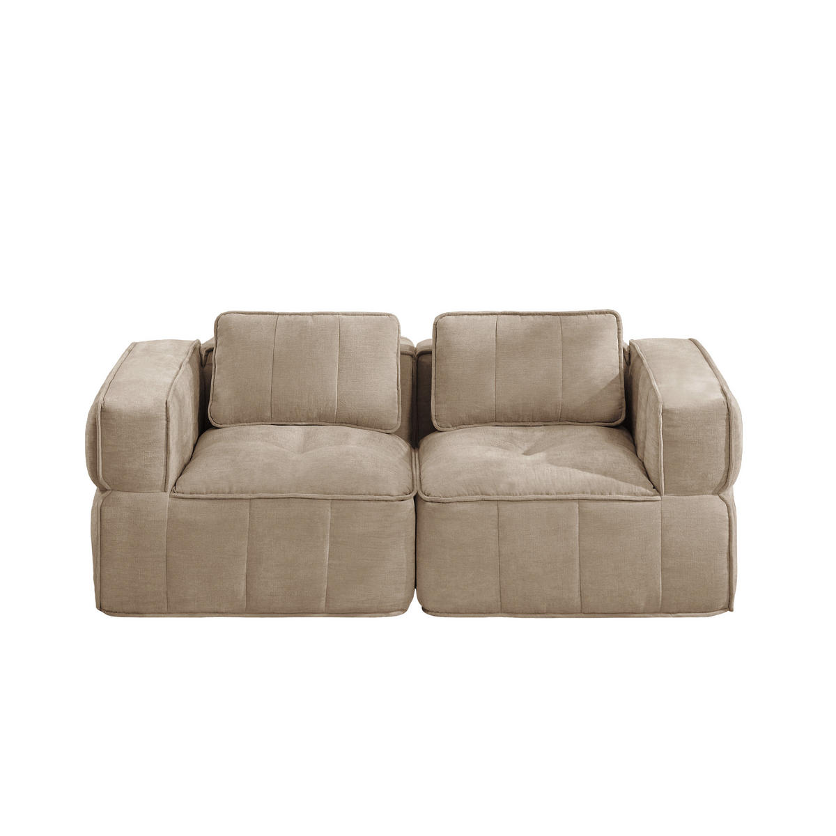 2-SITZER-SOFA DE-34428 Tiefsitz und 32D-Schaum Sand - Sandfarben, Textil (93/67/198cm) - ComfortXL
