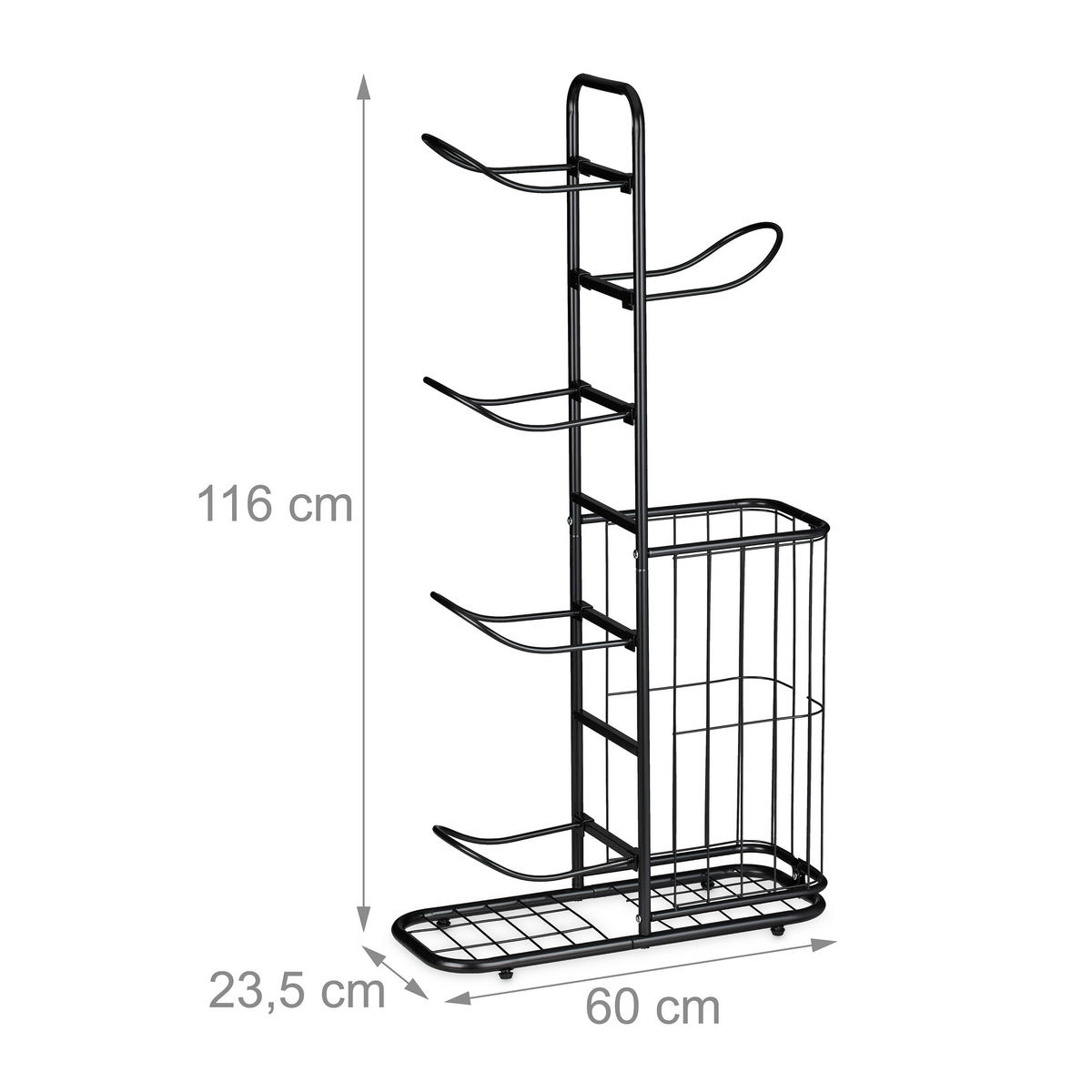 STOJAN na lopty - čierna, kov (60/116/23.5cm) - Relaxdays