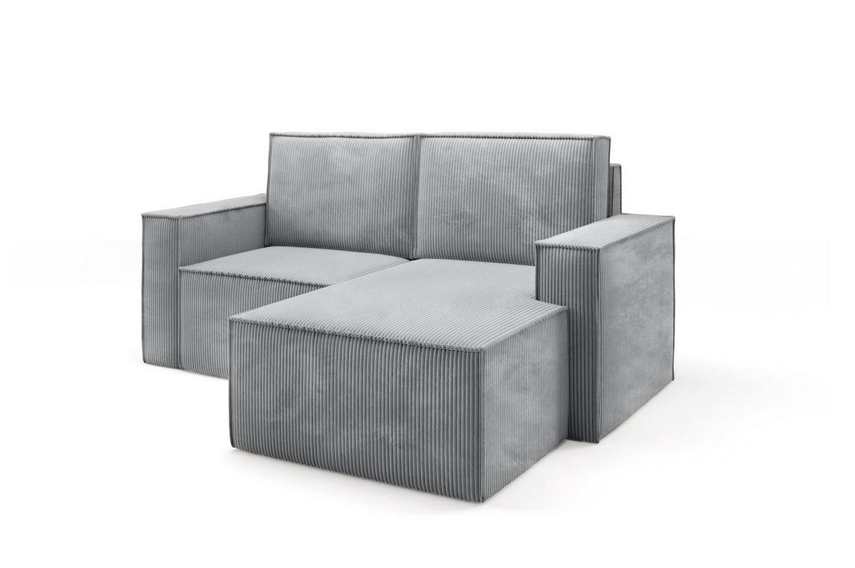 ECKSOFA Orto Hellgrau, Zweisitzer Kordecksofa linke seite - Hellgrau, Holzwerkstoff/Textil (180/141cm) - Bettso