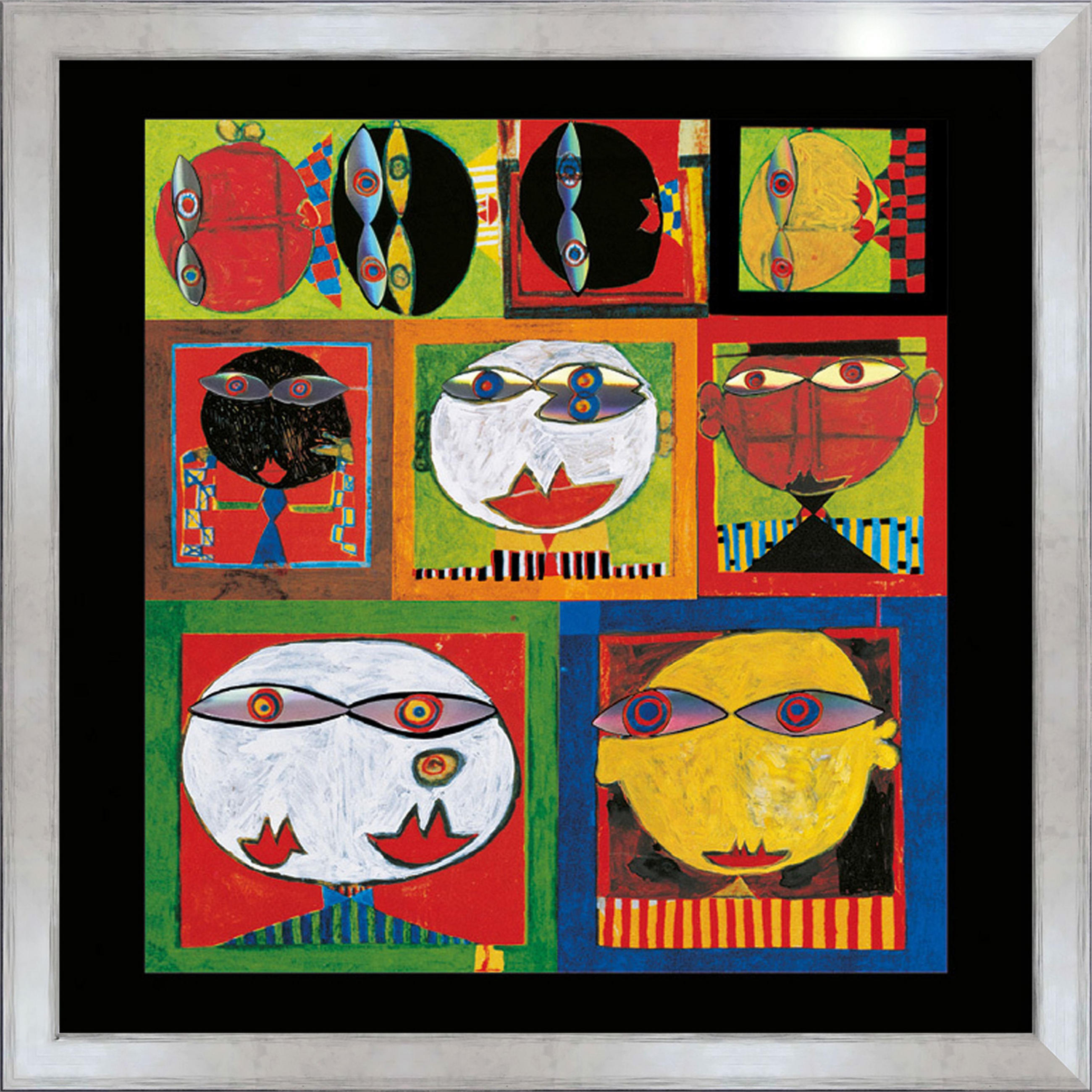 BILD gerahmt 53x53 cm Friedensreich Hundertwasser „We live in Paradise“ - Gelb, Holz (53/53cm) - artissimo