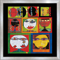 BILD gerahmt 53x53 cm Friedensreich Hundertwasser „We live in Paradise“ - Gelb, Holz (53/53cm) - artissimo