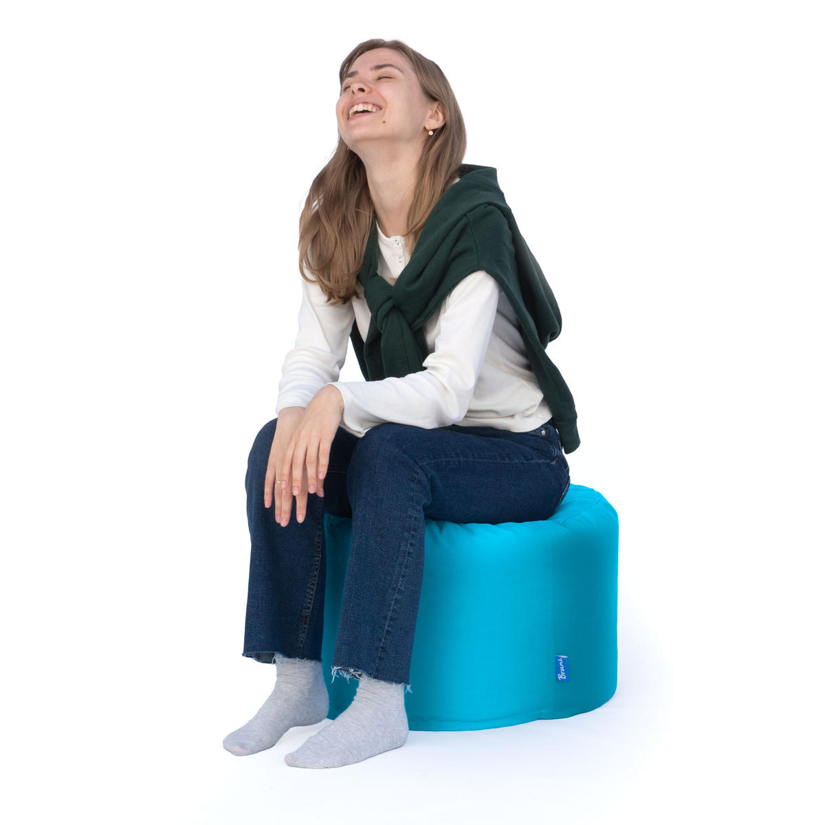 SITZPOUF L lichtblau - Blau/Hellblau, Textil (500/300/500cm) - Bruni