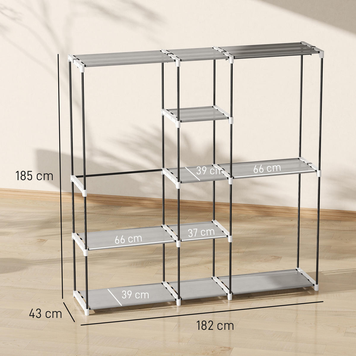 KLEIDERSCHRANK Grau 1 Stück - Grau, Metall (43/185/182cm) - GiPP