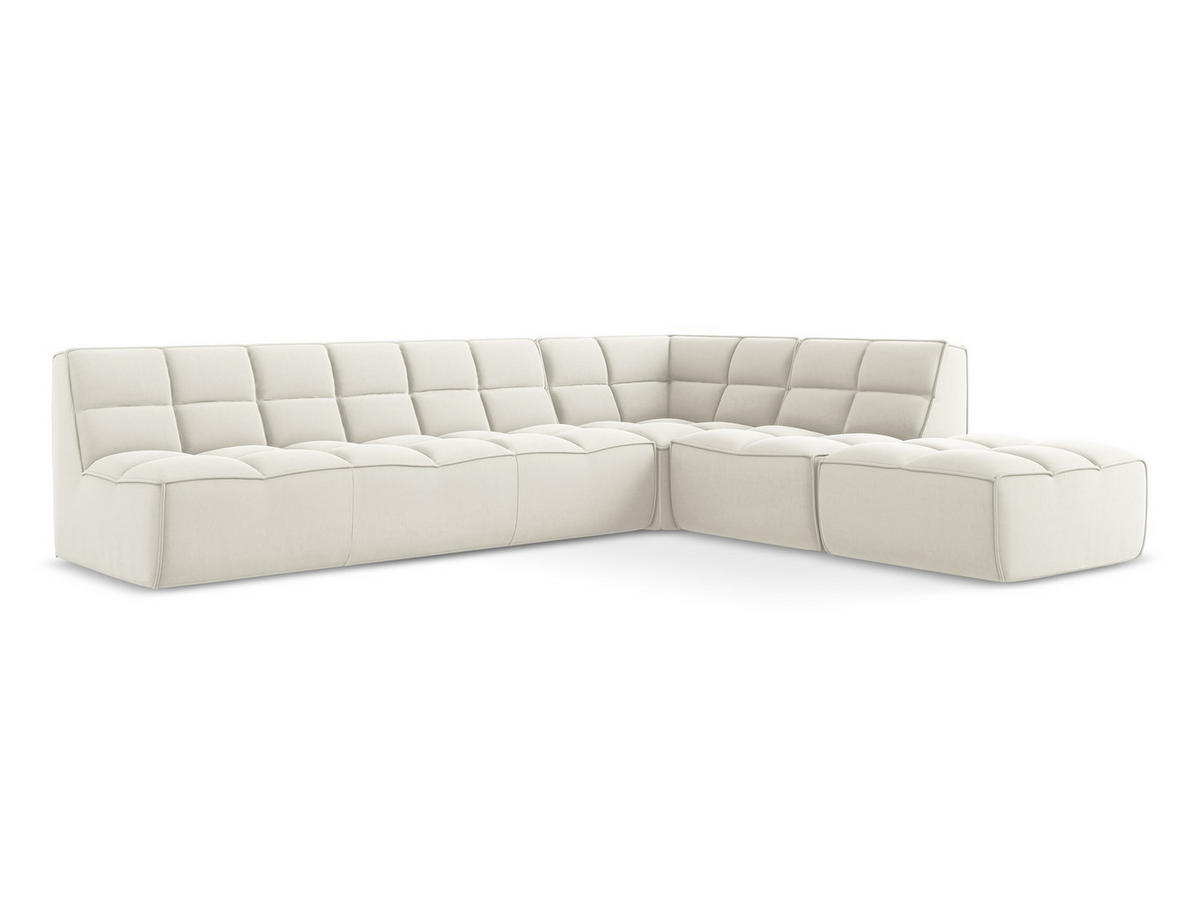 ECKSOFA Beidseitig Samt Stoff Beige - Beige/Creme, Kunststoff/Textil (308/258cm) - Makamii