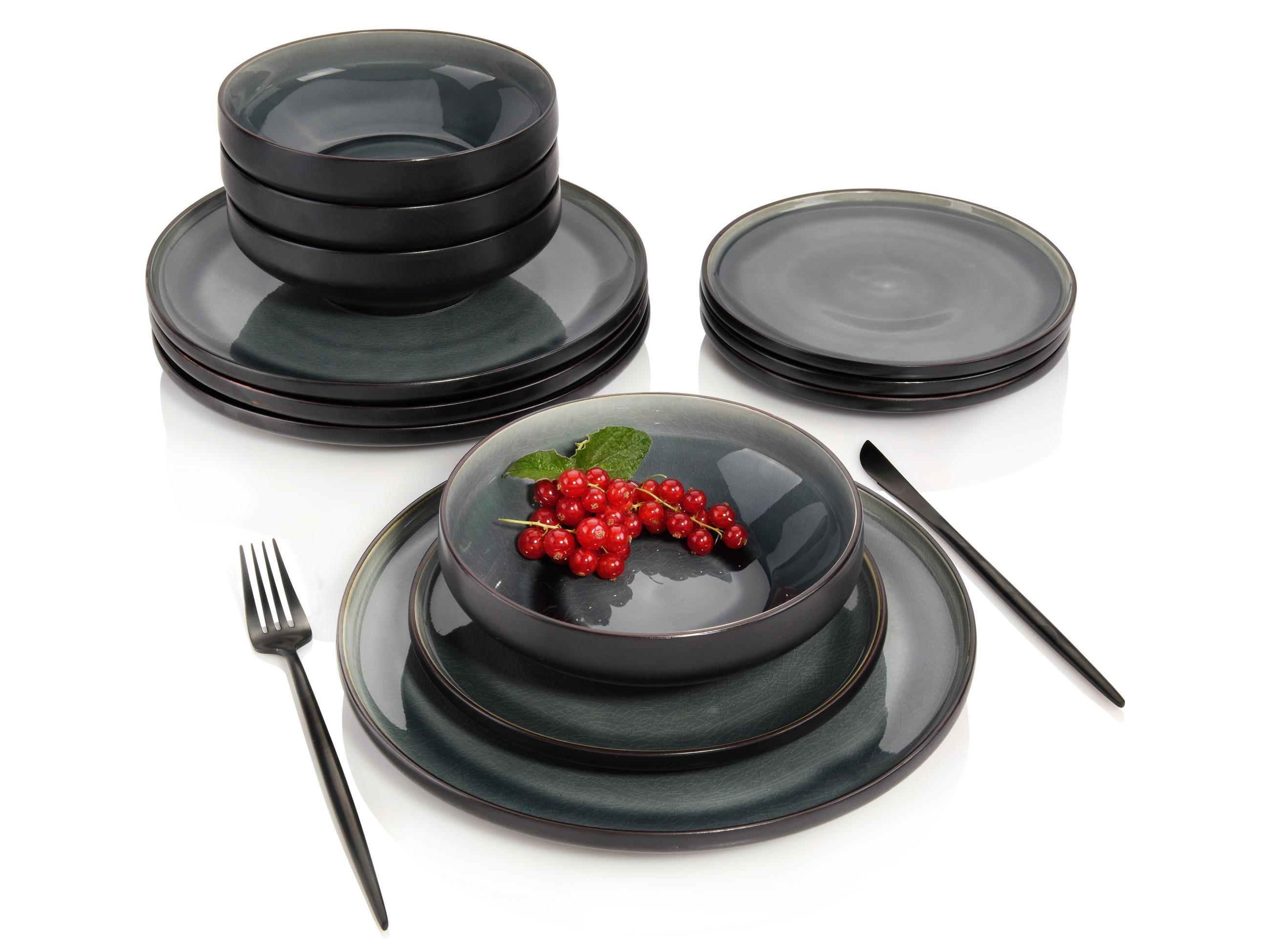 TAFELSERVICE HELSINKI - 12 teilig aus Steingut - Grau, Keramik (34.5/33/41.5cm) - Sänger