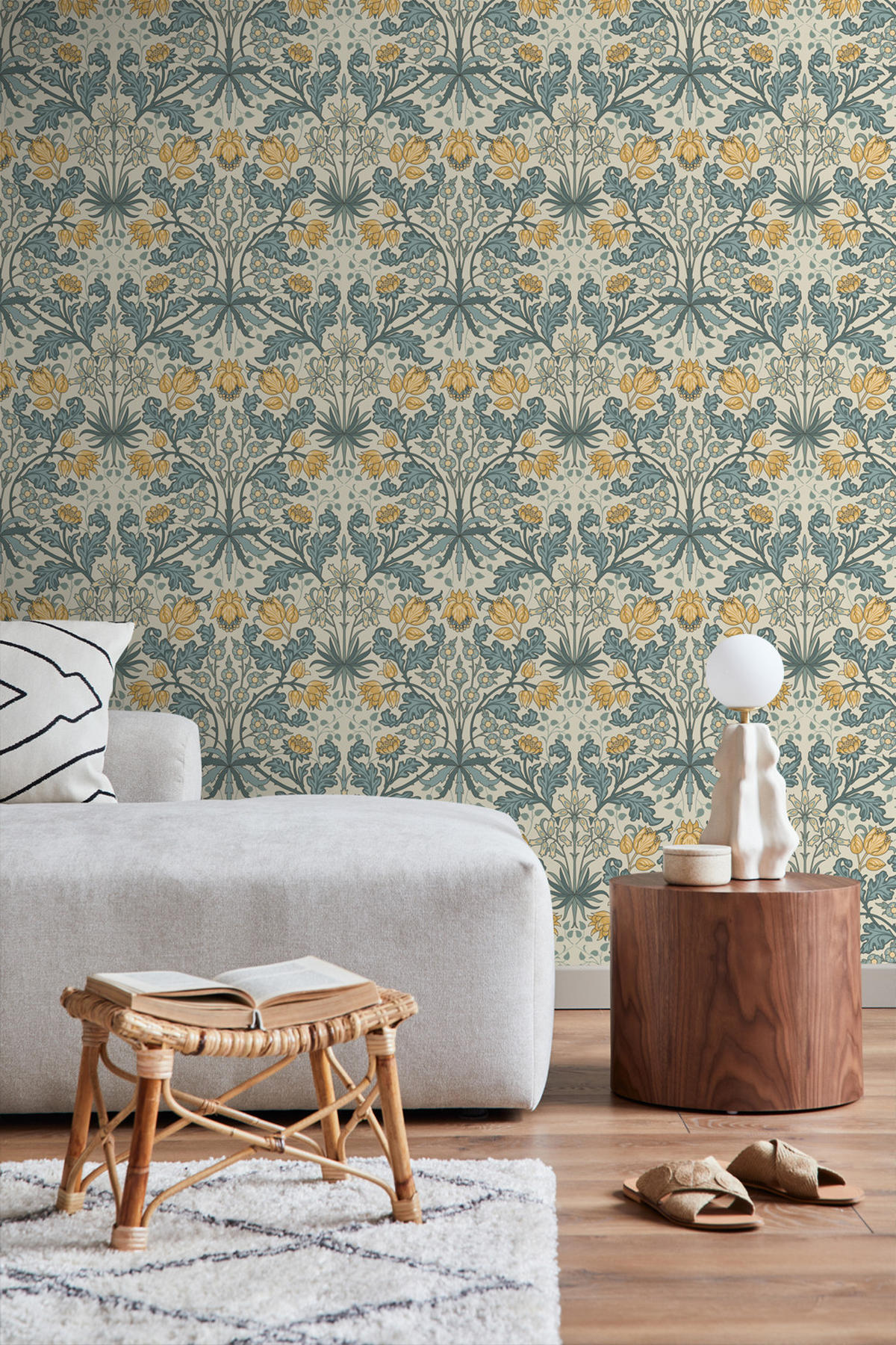 TAPETE Blumenmuster im Jugendstil 50 x 900 cm - Gelb, Papier (50/900cm) - ESTAhome
