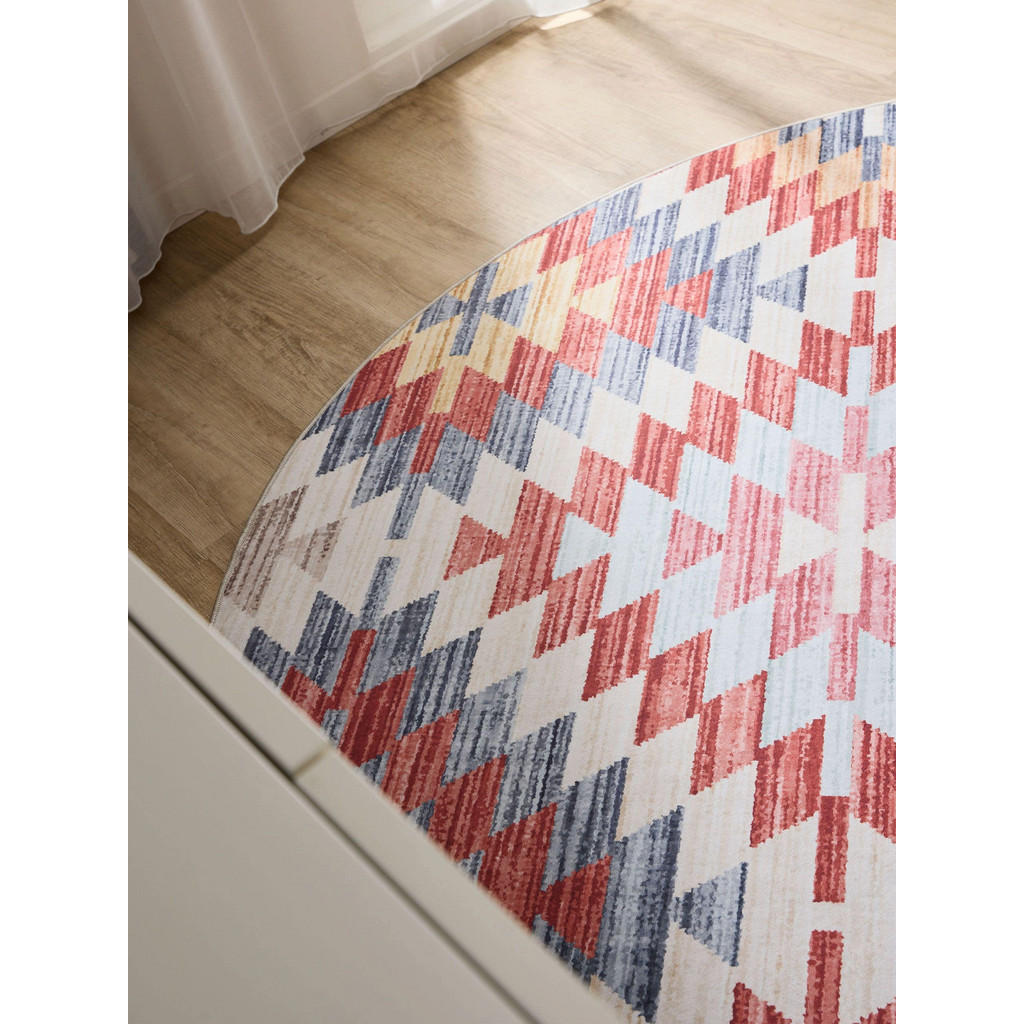 Thumbnail - benuta Vintage-Teppich, Mehrfarbig, Beige, Kunststoff, Vintage, Rund, 120x120 cm, Oeko-Tex® Standard 100, in verschieden...