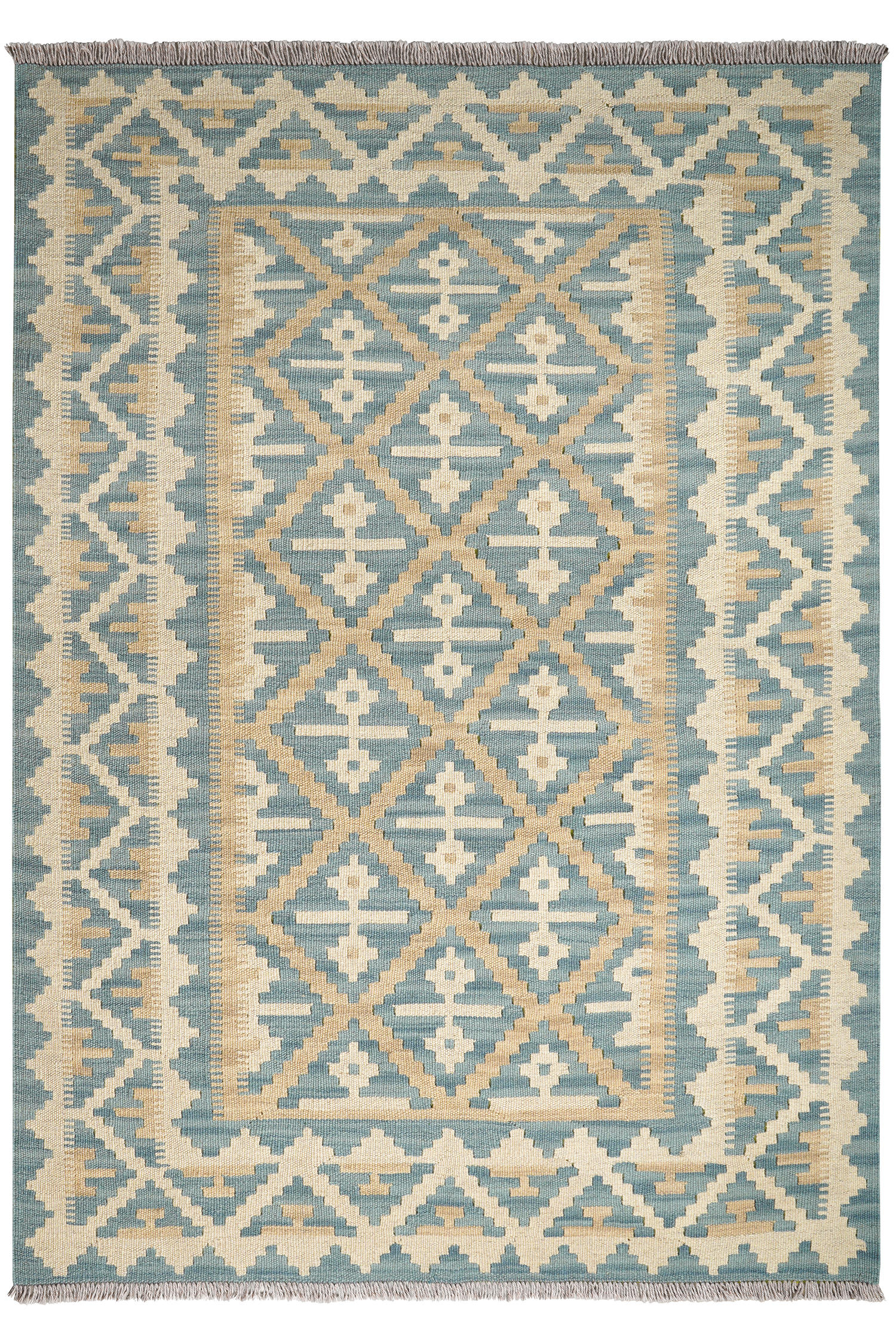 HANDWEBTEPPICH Gashgai Kelim Blau, Beige 179/126 cm Schurwolle - Blau, Textil (126/179cm) - Looma