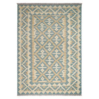 HANDWEBTEPPICH Gashgai Kelim Blau, Beige 179/126 cm Schurwolle - Blau, Textil (126/179cm) - Looma