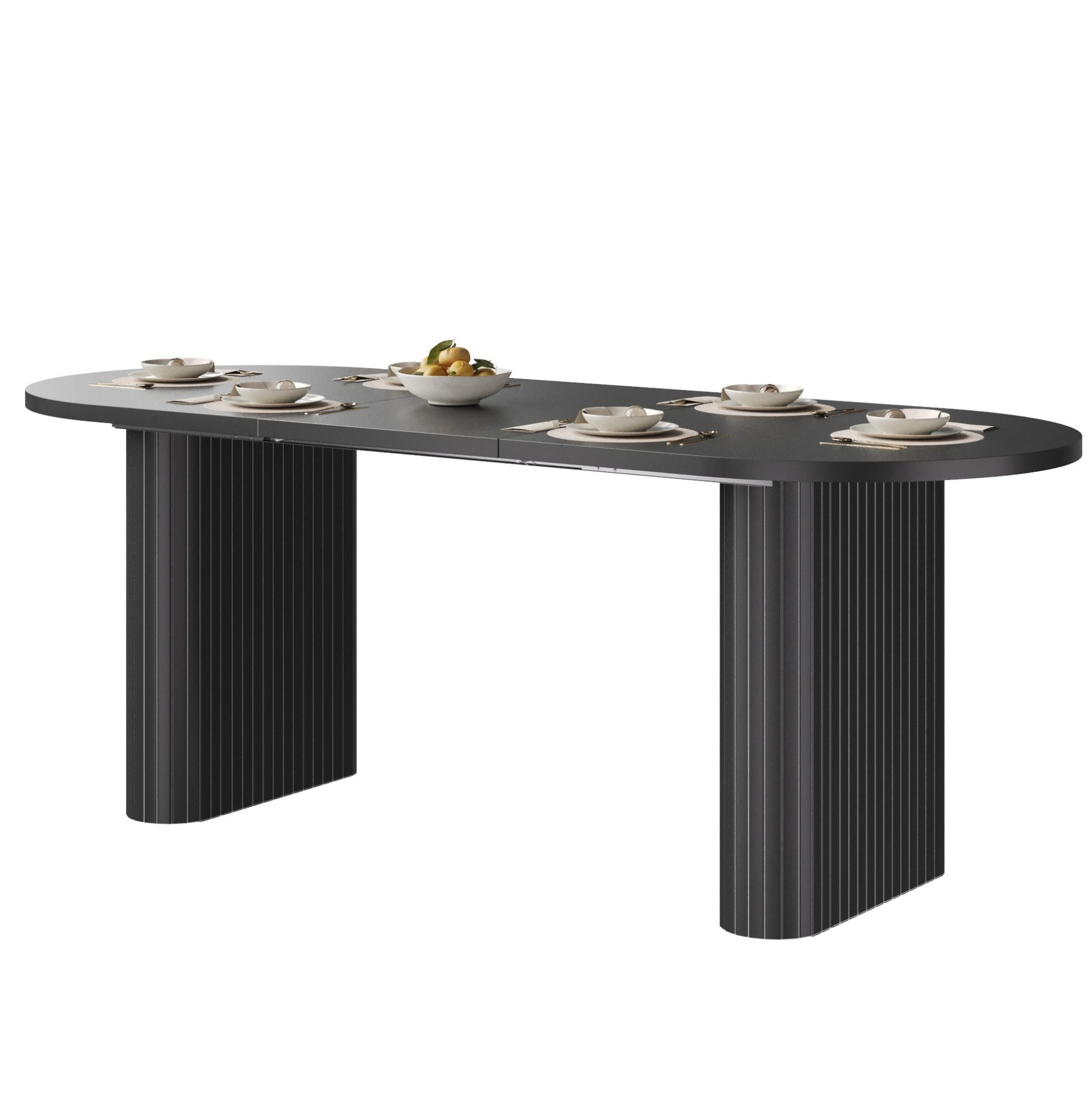 ESSTISCH ausziehbar 120-160 cm Schwarz MDF/Metall - Schwarz, Metall (120/80/75.5cm) - Meubliv