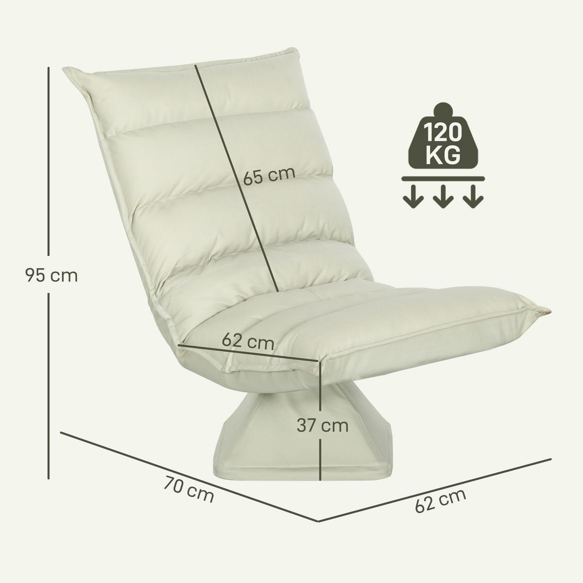 RELAXSESSEL Mikrofaserbezug Beige - Beige, Metall (70/95/62cm) - HOMCOM