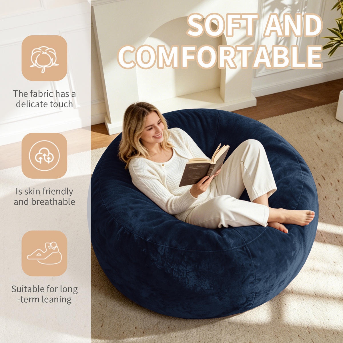 SITZSACK Sofa 122 cm Blue faltbar - Blau, Kunststoff (100/50/100cm) - Beauniv
