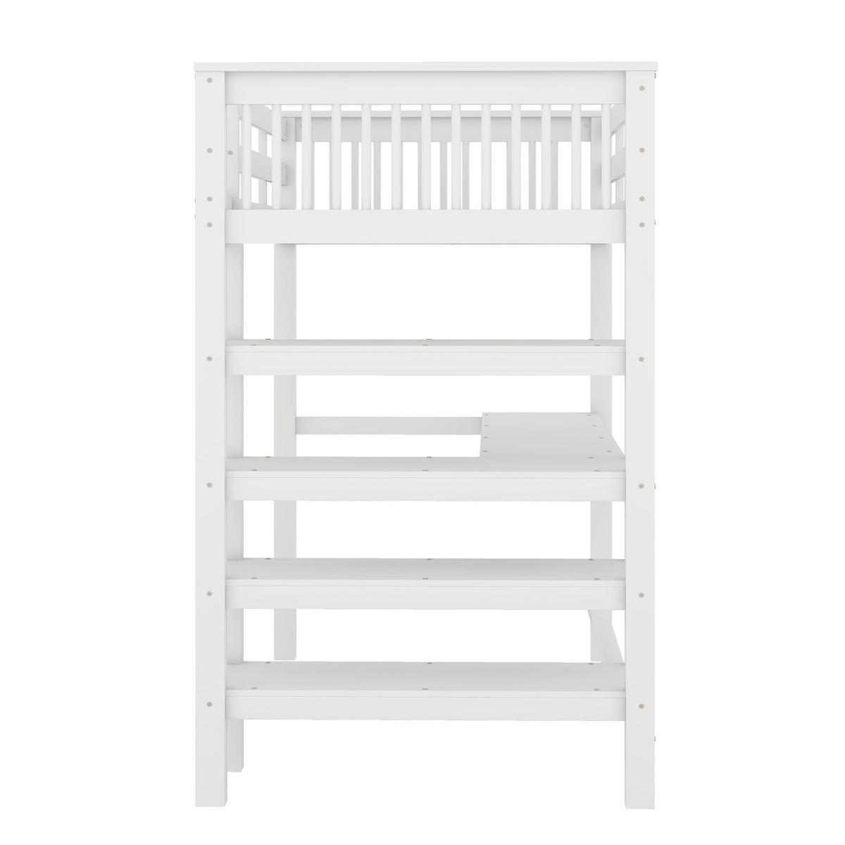 HOCHBETT 90/200 cm Weiß aus Kiefer und MDF mit Schreibtisch und Ablagefächern - Weiß, Holzwerkstoff (90/200cm) - OKWISH