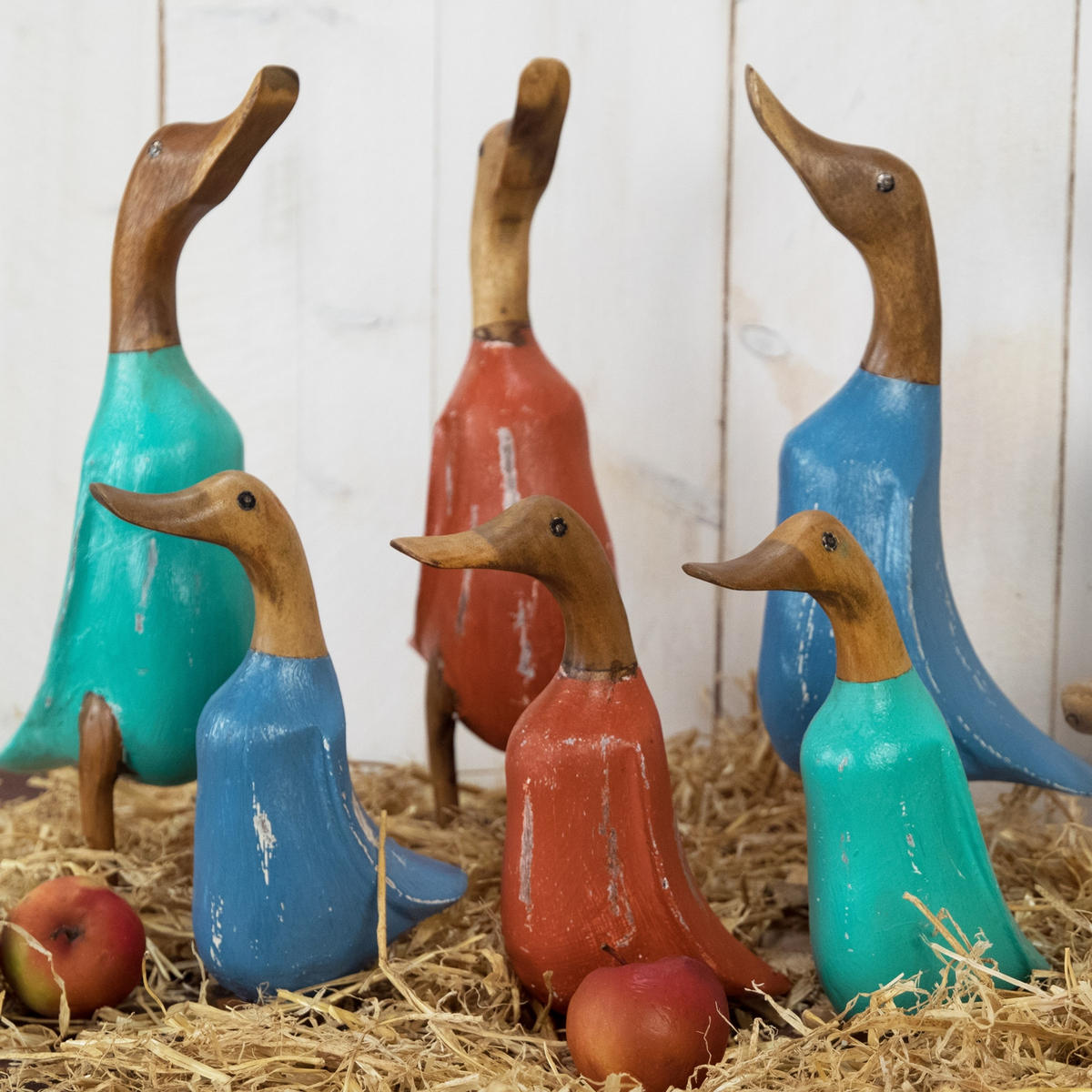 FIGUREN-SET Duck 2-teilig Massivholz, Ente in 2 verschiedenen Größen rot - Rot, Holz (20/33/14cm) - DESIGN DELIGHTS