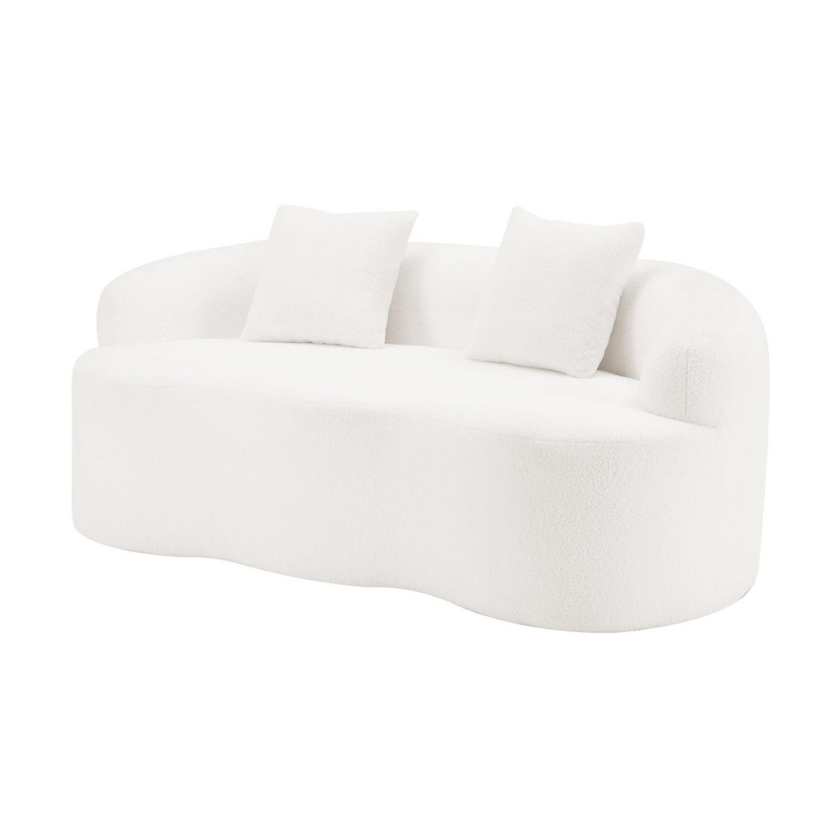 SOFA 2-Sitzer geschwungen White mit 2 Kissen - Weiß, Kunststoff (170/70/89cm) - Meubliv