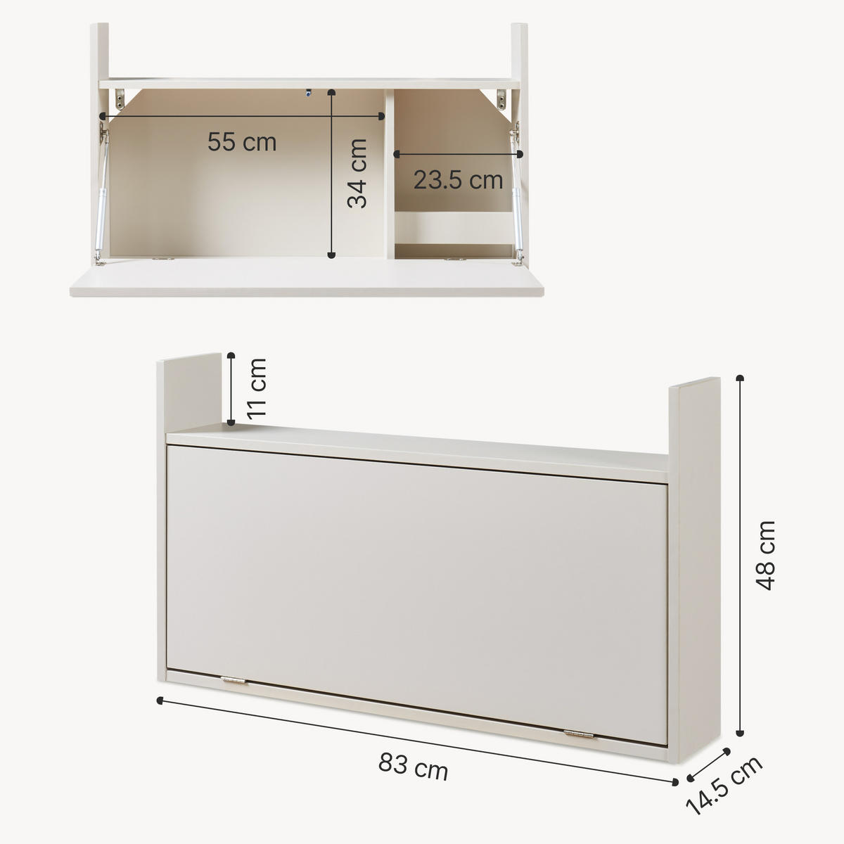 NÁSTĚNNÝ STŮL Rautalampi - béžová, kompozitní dřevo (83/48/14.5cm) - [en.casa]