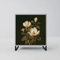 SIDEBOARD FLORAL NOIR, Grau, 57,5x42x67,5 cm, Schwarze Metall-Rahmenfüße - Multicolor/Schwarz, Holzwerkstoff/Metall (57.5/67.5/42cm) - SpaceRebels