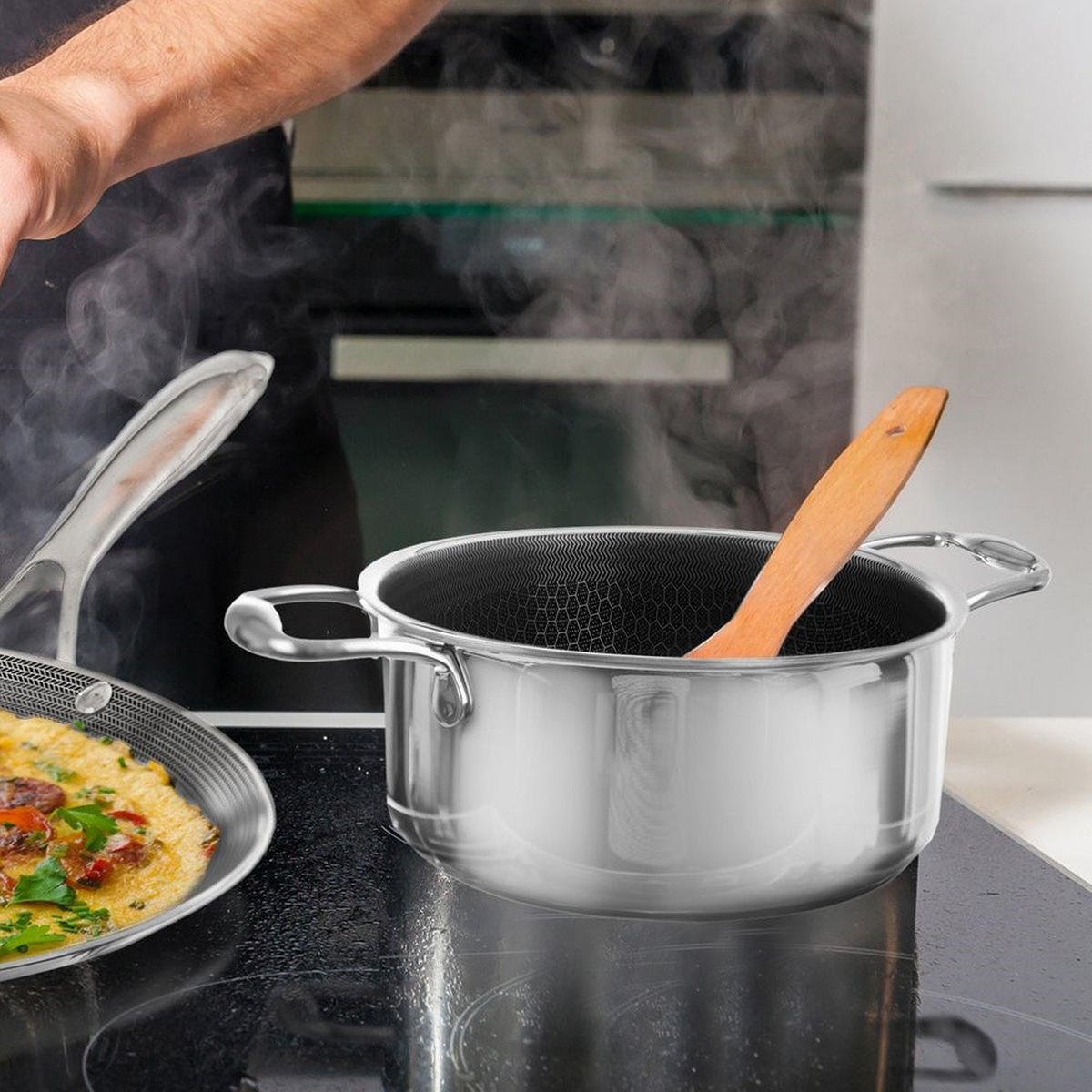 HYBRIDTOPF Cookcell mit Antihaftbeschichtung silber - Silberfarben, Metall (4.8cm) - Orion 