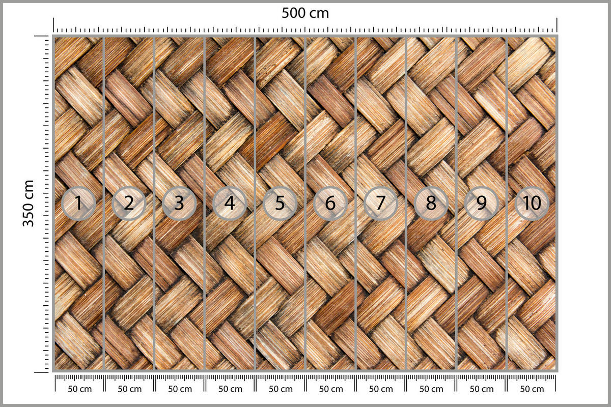 FOTOTAPETE für Küche Weiden Imitation Braune Wand Rustikal Modern 500x350 - Beige/Braun, Papier (500/350cm) - Muralo