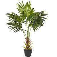 KUNSTPFLANZE 100 cm Grün Fan Palm - Schwarz/Grün, Kunststoff (100cm) - Beliani
