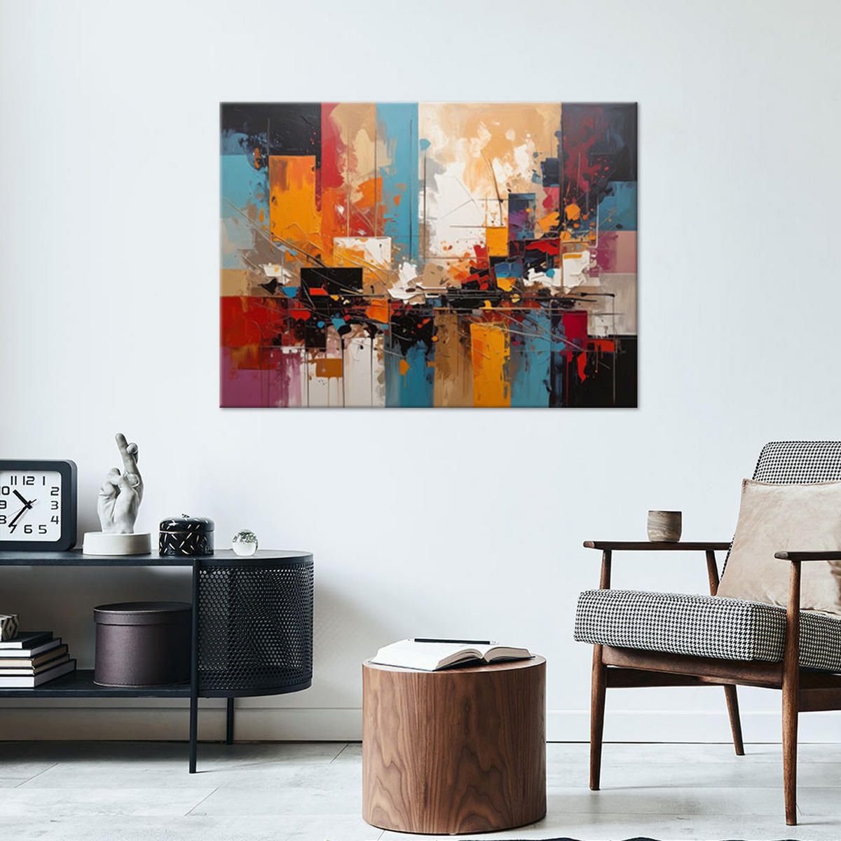 BILD auf Leinwand, Bunte moderne Textur Abstrakt - Multicolor, Textil (120/80cm) - Feeby
