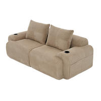 2-SITZER Sofa Cord mit Getränkehalter und Seitentasche 200/99/80 cm Sandfarben - Sandfarben, Textil (99/80/200cm) - Redom