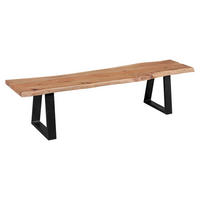 ESSZIMMERBANK Akazienholz Metall schwarze Füße, Beige 180x40x45 cm - Beige/Schwarz, Holz/Metall (180/45/40cm) - KADIMA DESIGN