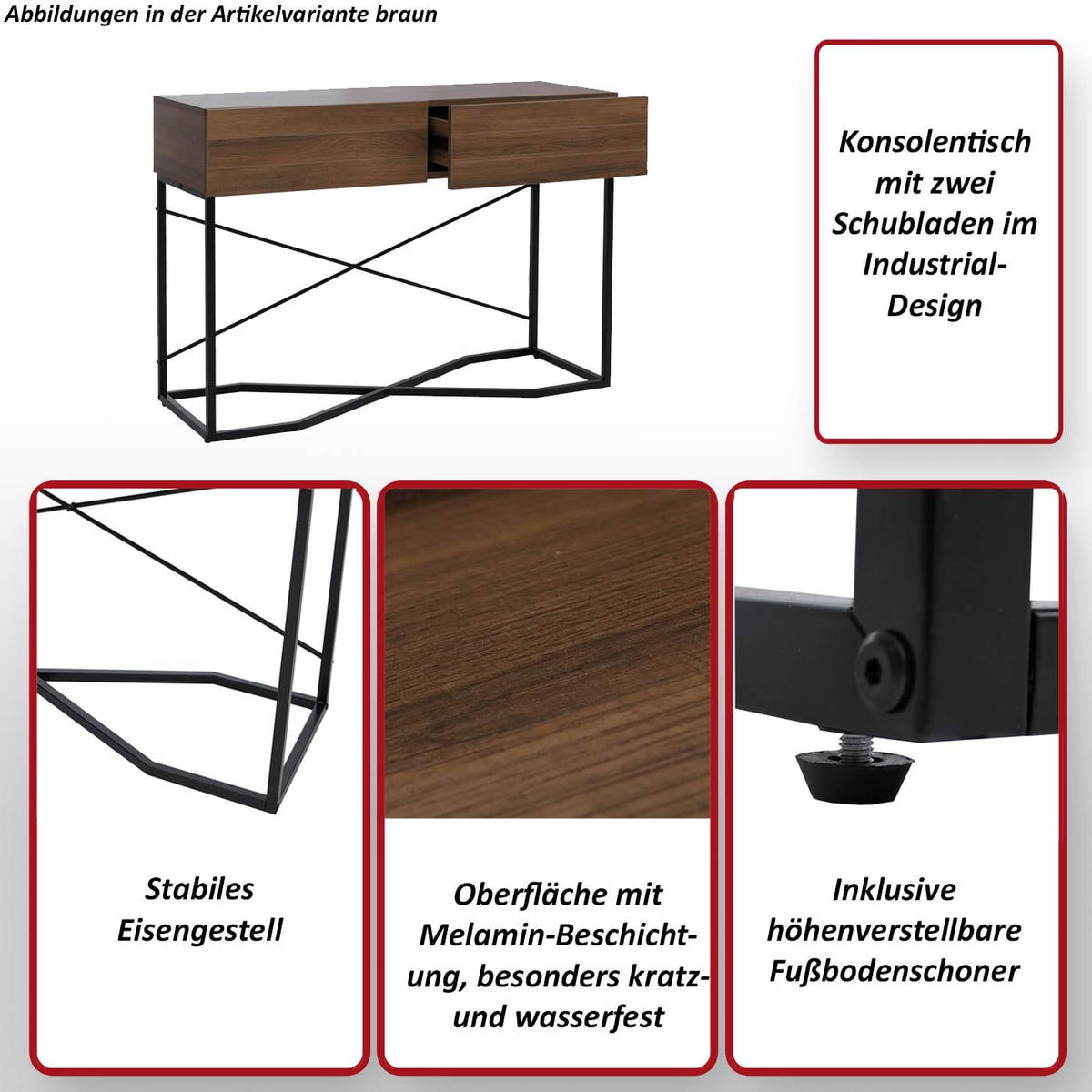 KONSOLENTISCH rechteck Braun - Hellbraun, Holz (40/120/81cm) - MCW