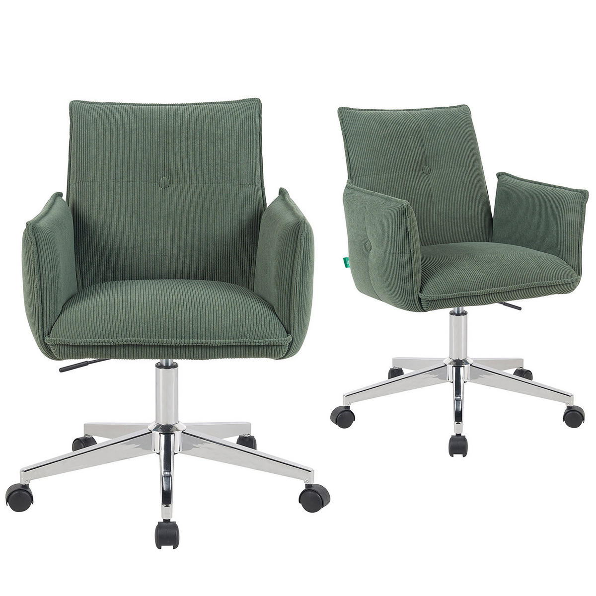 BÜROSTUHL Mika-Cleo - Chromfarben/Grün, Textil/Metall (60/85/63cm) - DUBI Möbel