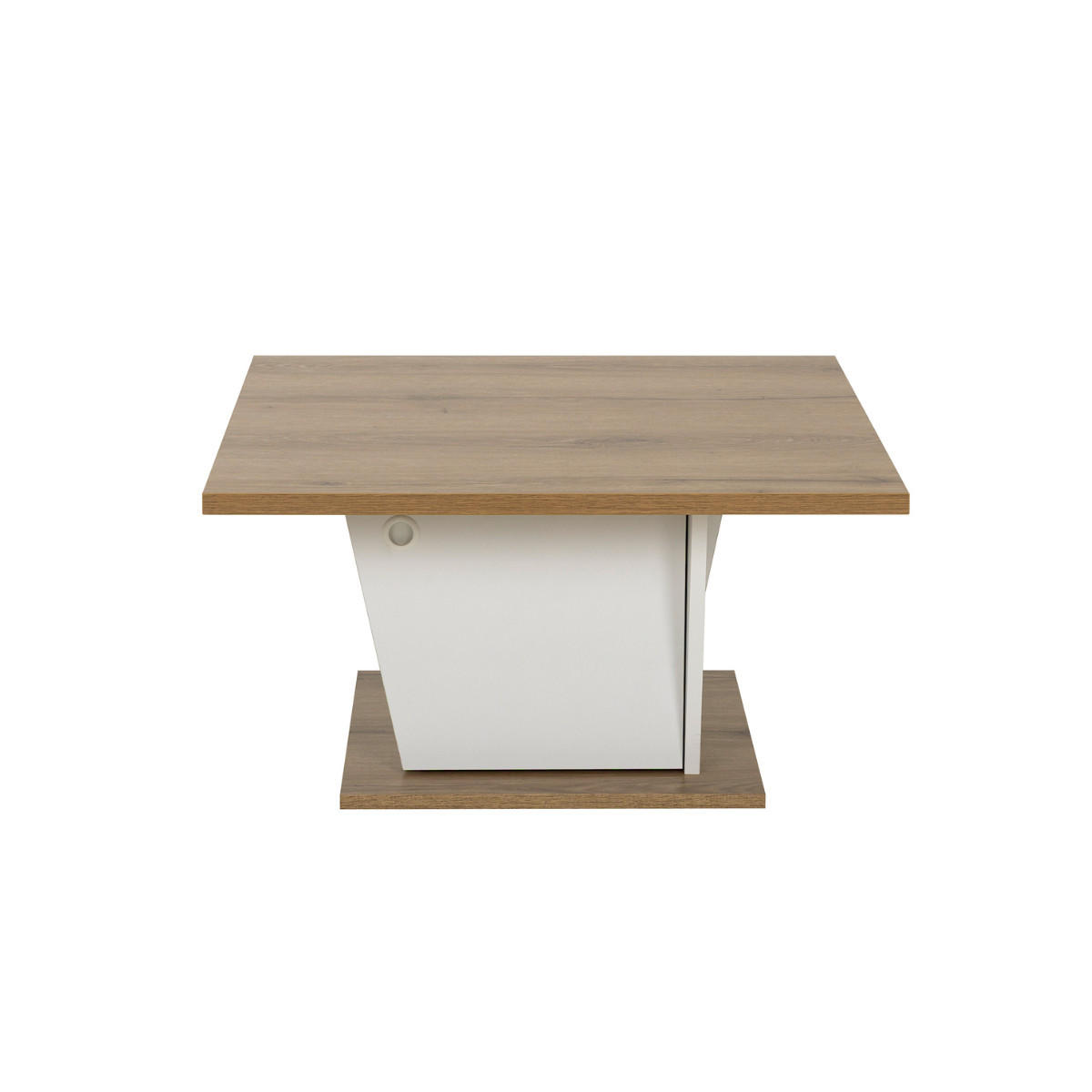 COUCHTISCH Bar Dekor Weiß und Eiche ATOS 69/69/38 cm - Eschefarben, Holzwerkstoff (70.5/69/38cm) - Calicosy