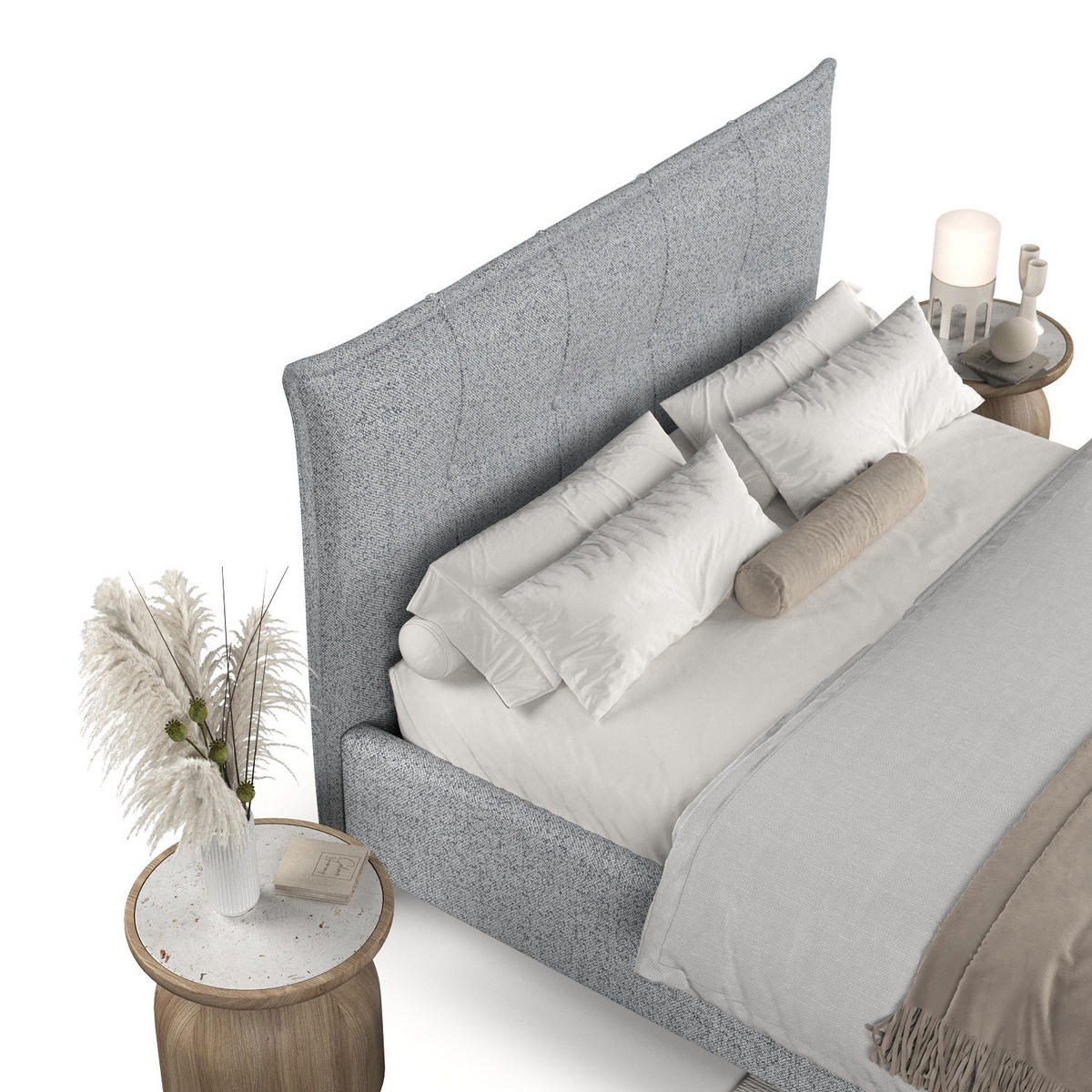 POLSTERBETT Plaza 140/200 cm Grau im Riva Stoff - Naturfarben/Grau, Holz/Holzwerkstoff (140/200cm) - AltaBeds