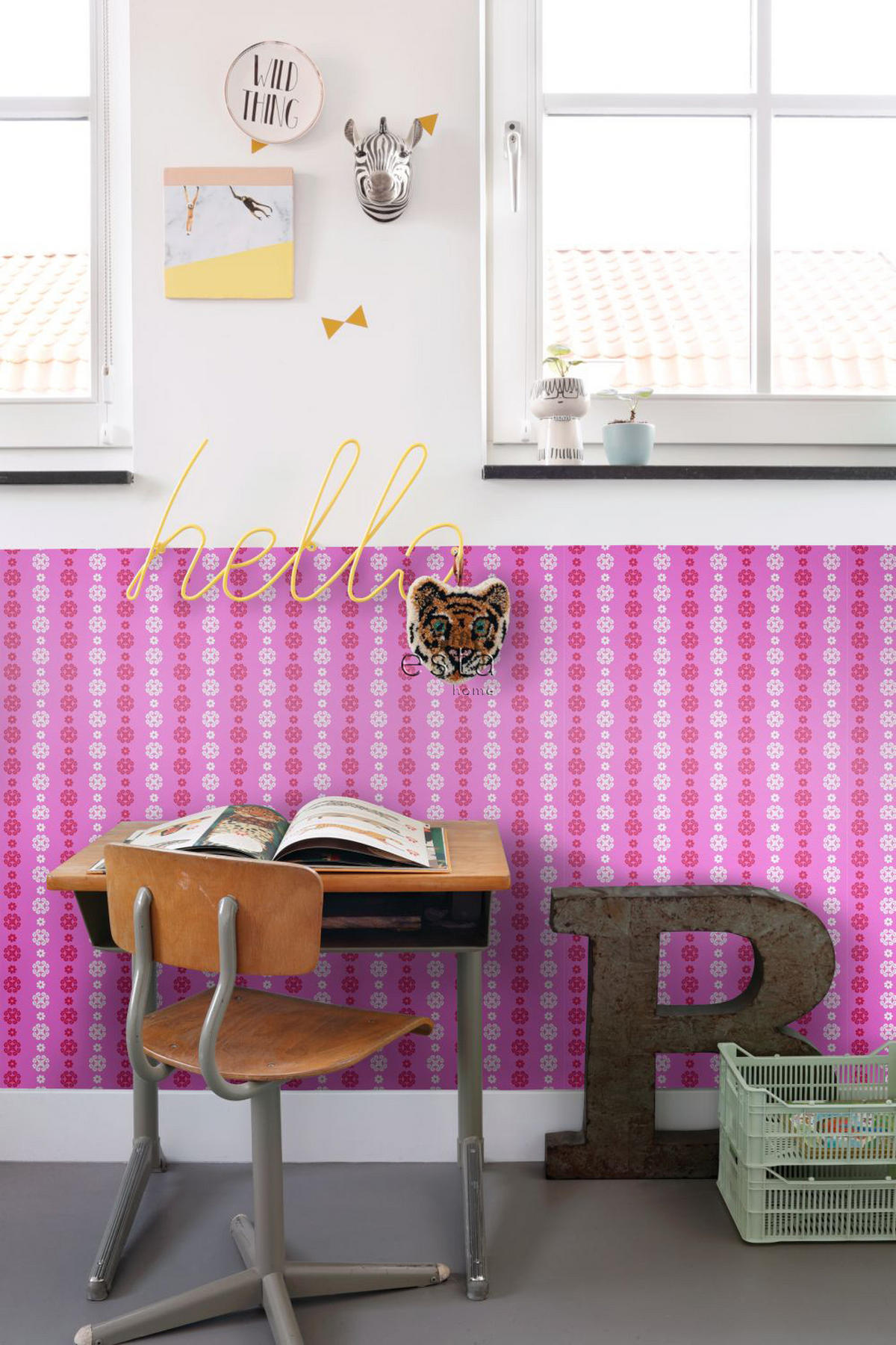 TAPETE Spitzemotiv 53 cm x 10.05 m - Pink, Papier (53/0.1cm) - ESTAhome