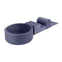 BÄLLEBAD mit Schaumstoff Bausteinen für Kinder, Samt, Graublau - Blaugrau, Textil (230/45/30cm) - MeowBaby