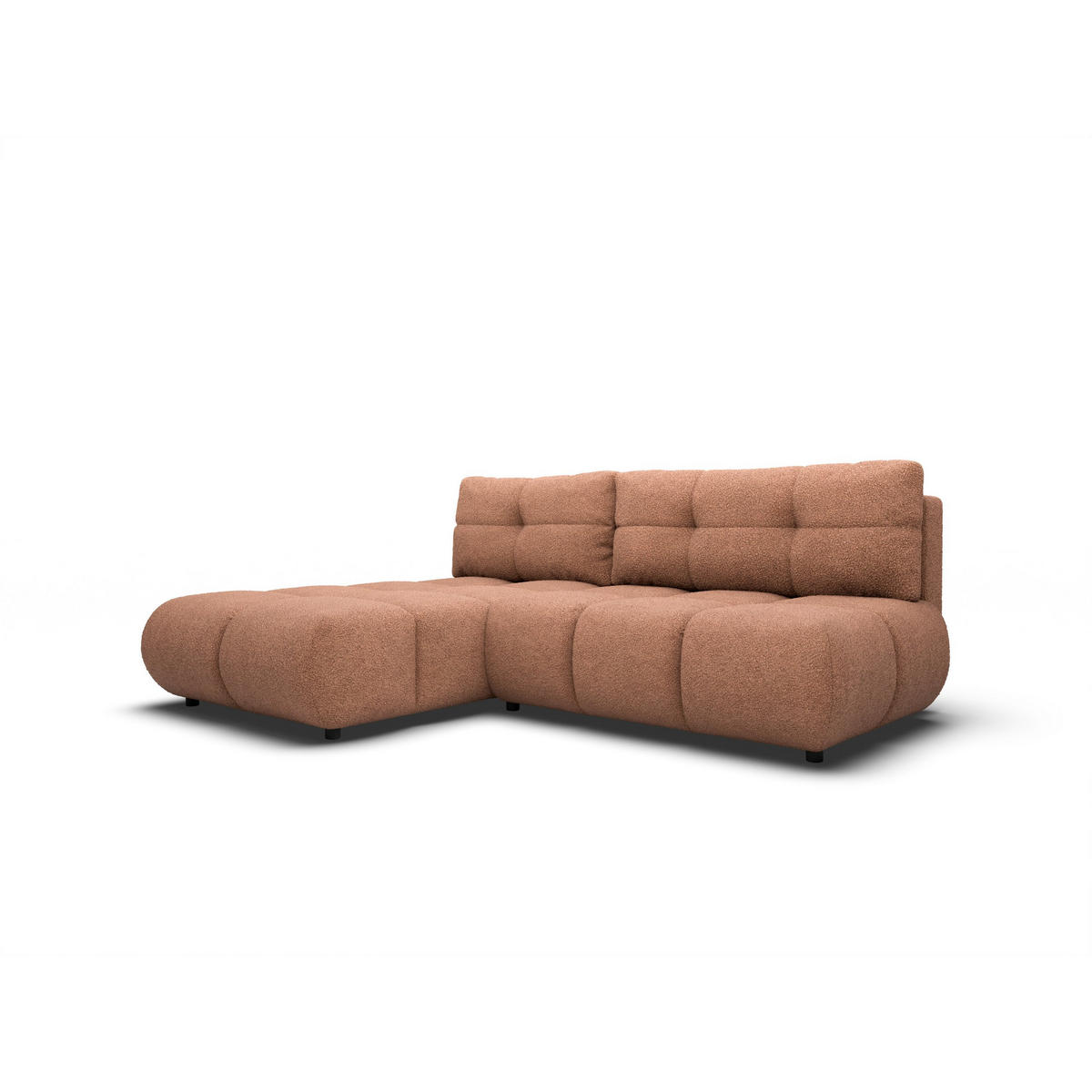 ECKSOFA CORSO L-S Orange Boucle-Stoff mit Schlaffunktion - Orange, Holz (230/177cm) - MASSENO