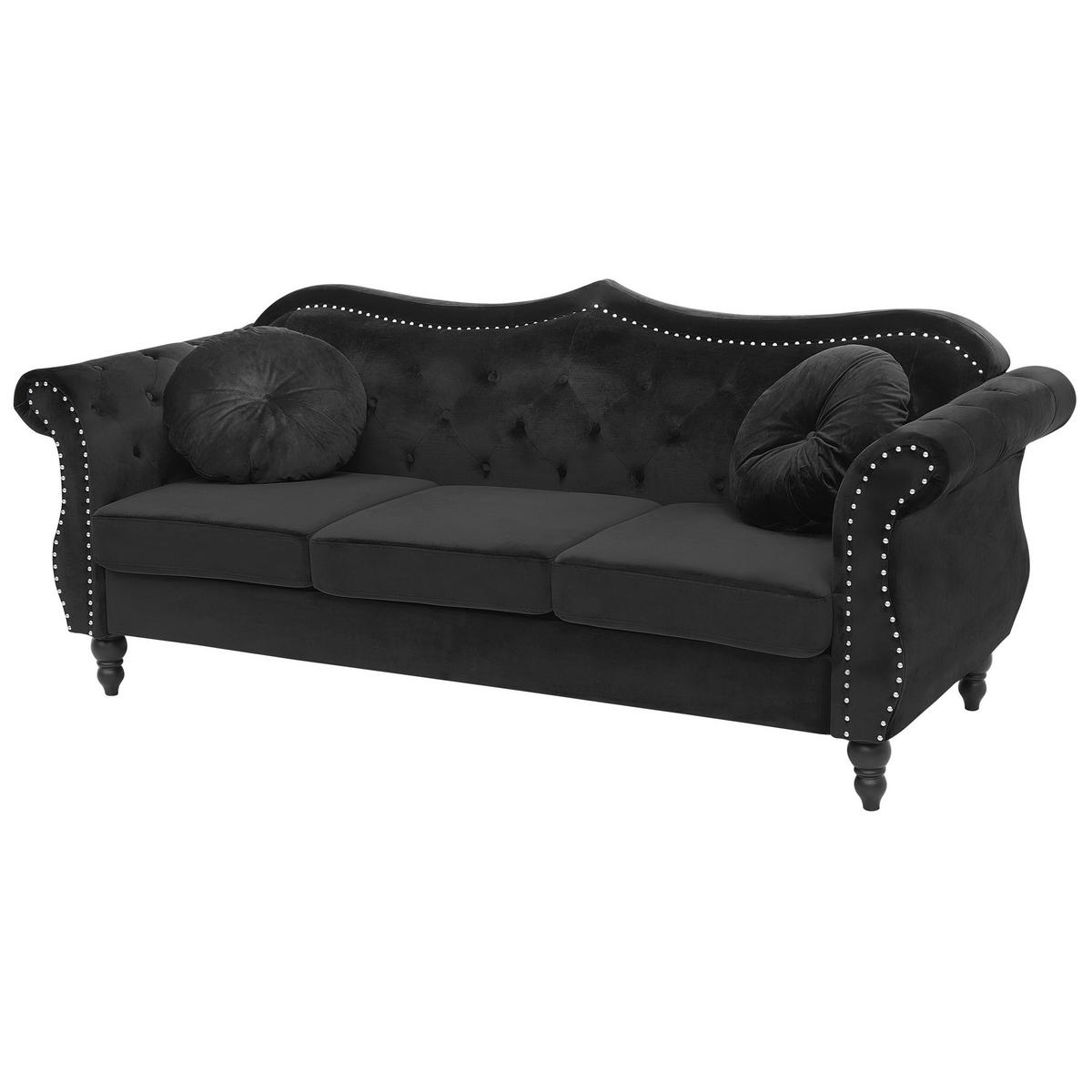 5-SITZER SOFA SET Samtstoff Schwarz Skien - Schwarz, Textil (200/91/83cm) - Beliani