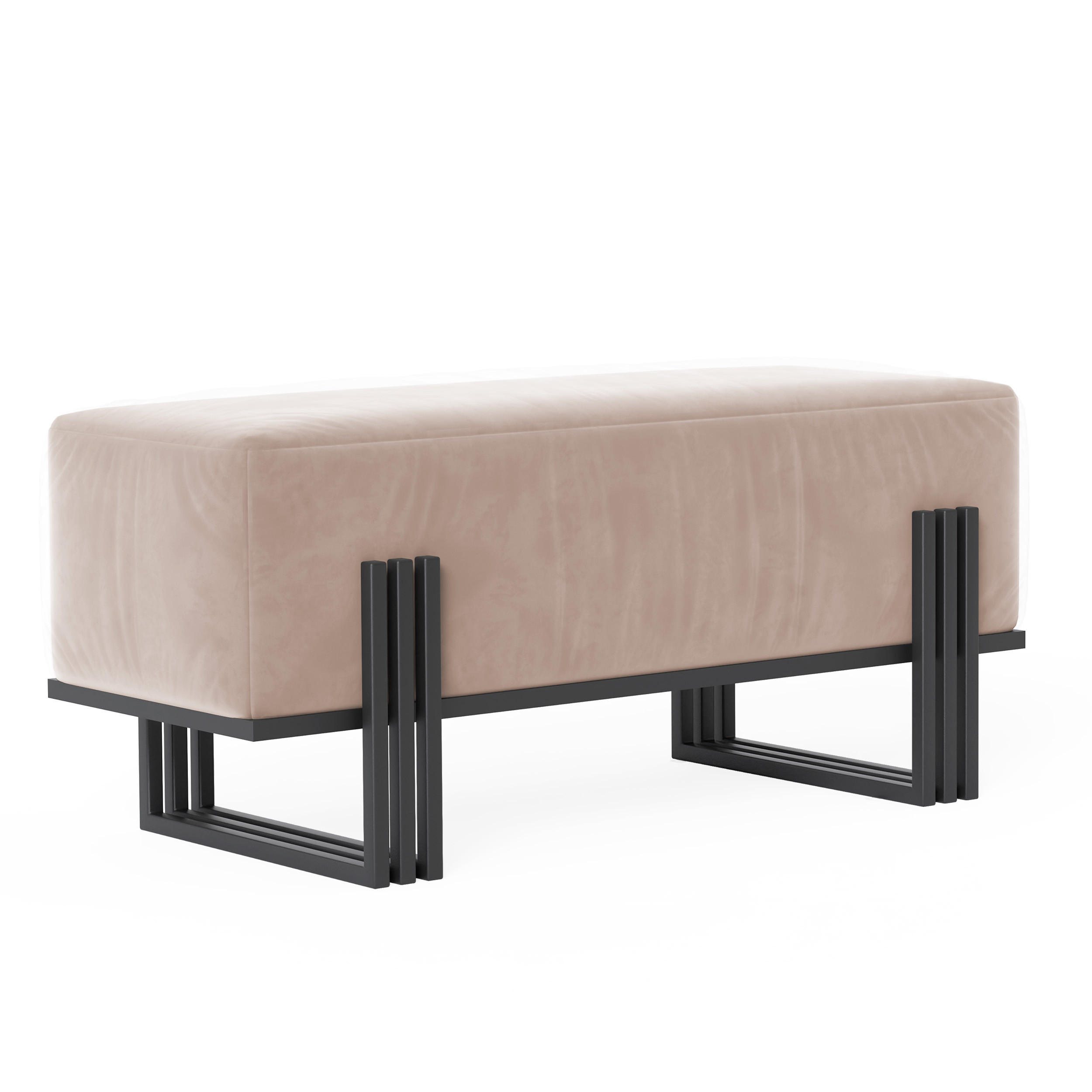 POLSTERBANK TEO 80 cm Schwarz / Beige ,Metallgestell - Beige, Metall (80/47/35cm) - Idohome